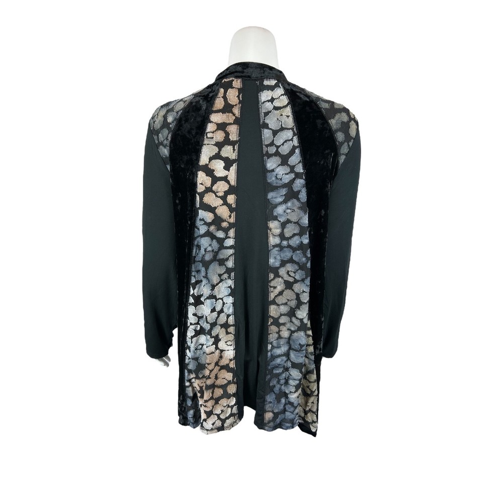 LOGO Lavish by Lori Goldstein Rayon 230 Pieced Velvet Top Black Large Size - Picture 2 of 2
